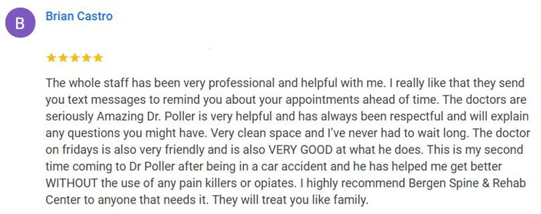 Chiropractic Bergenfield NJ Testimonial